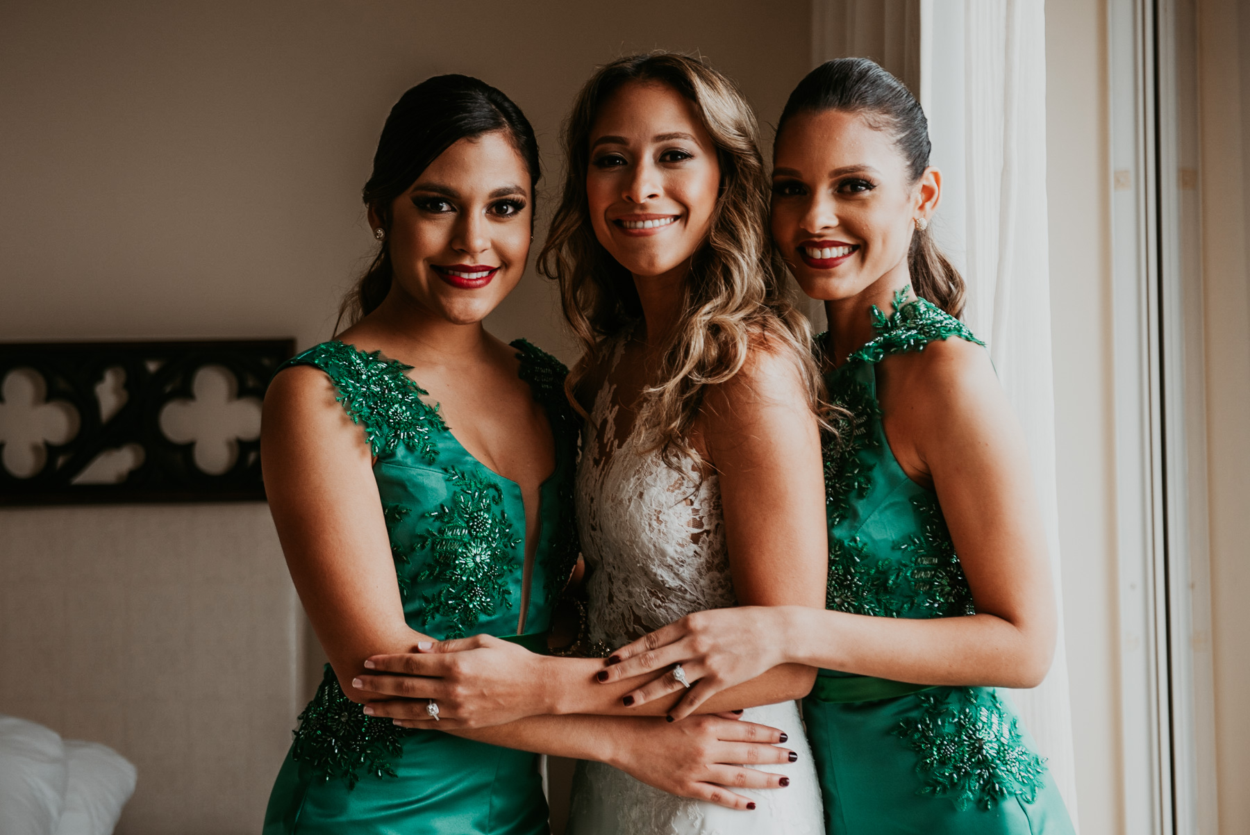 Bride with sisters at Royal Sonesta Wedding Puerto Rico