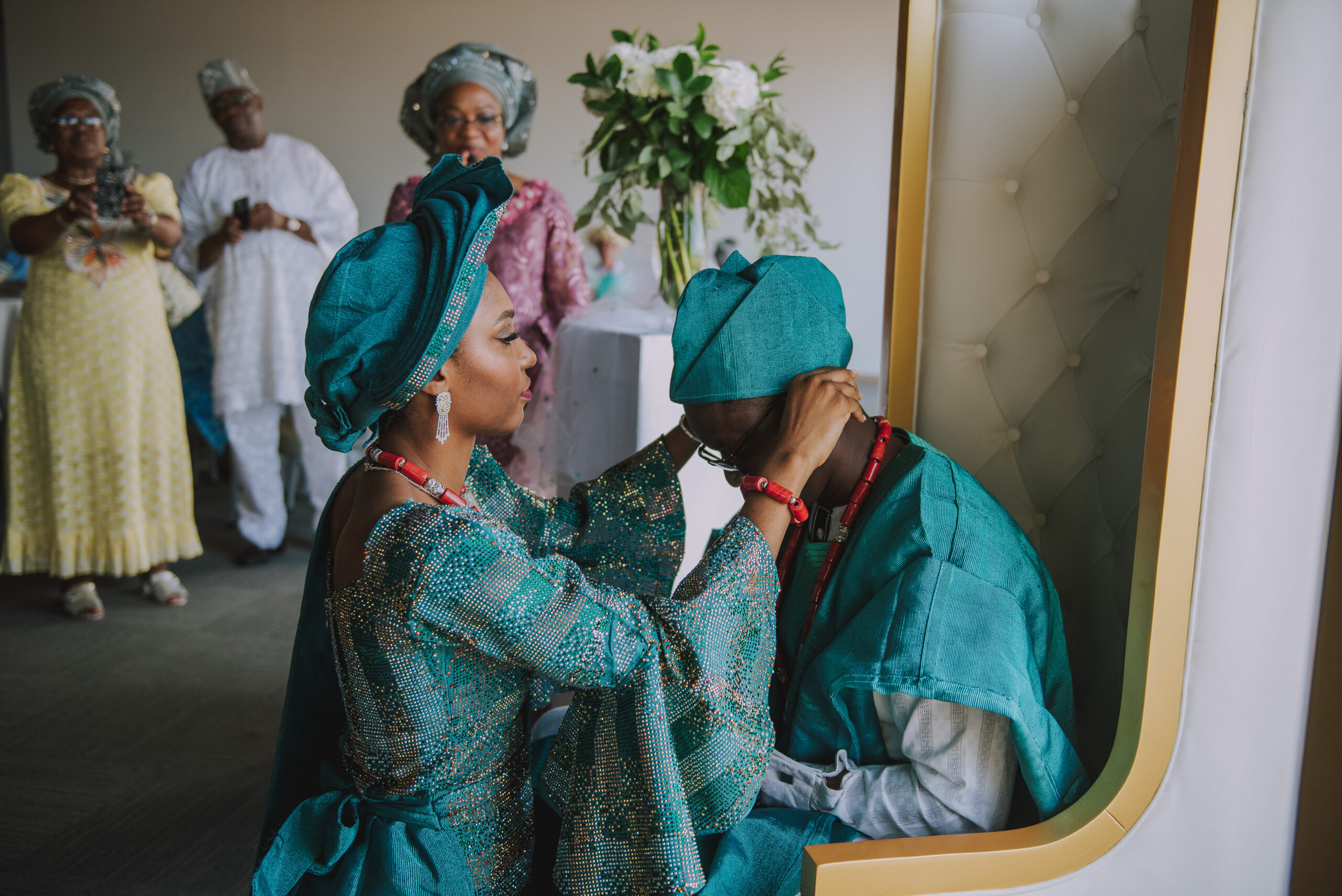 Couple celebrates vibrant Yoruba wedding ceremony at Salon Atlantiko, La Concha Resort.