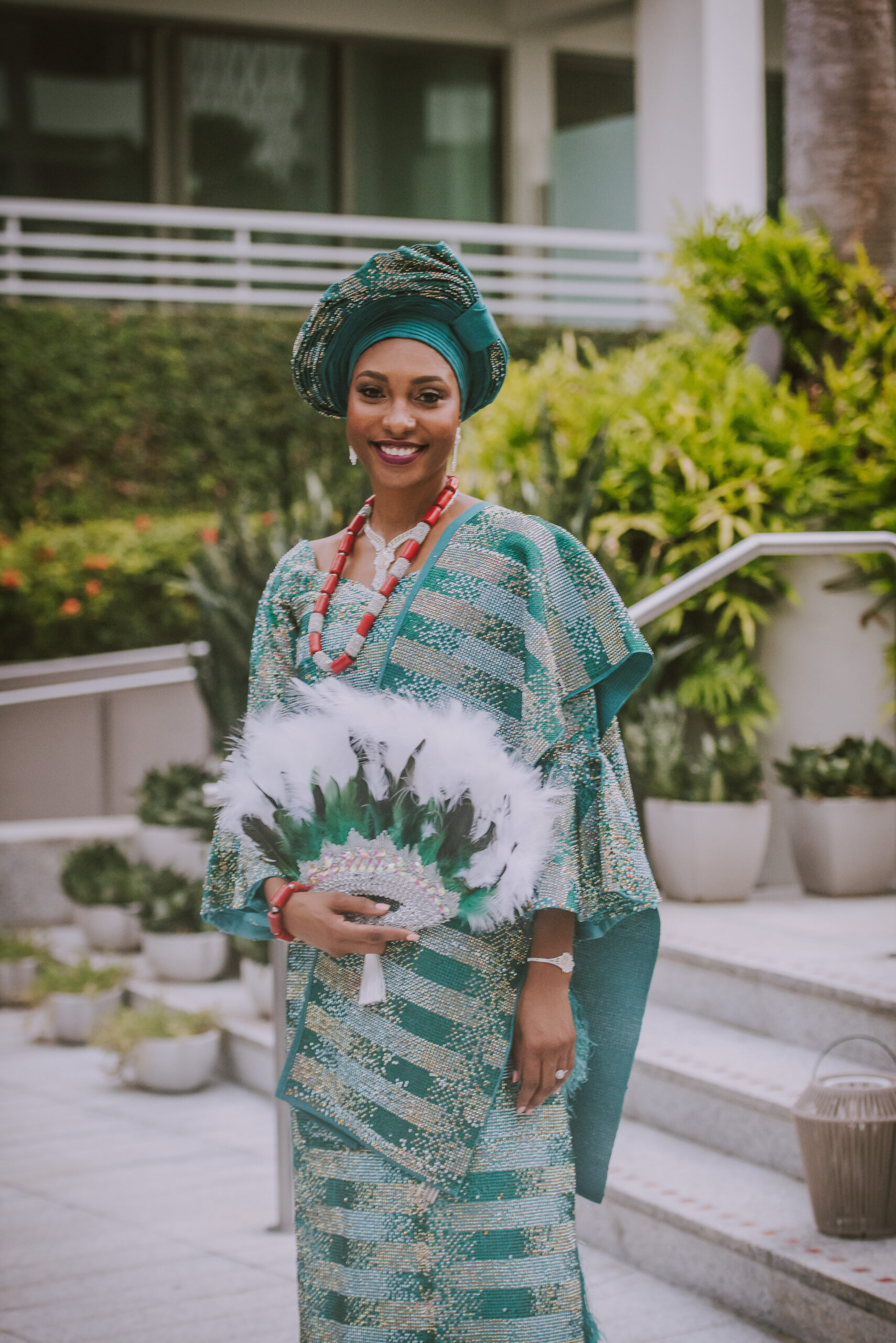 Bride  in Yoruba wedding gown at La Concha Resort Wedding.