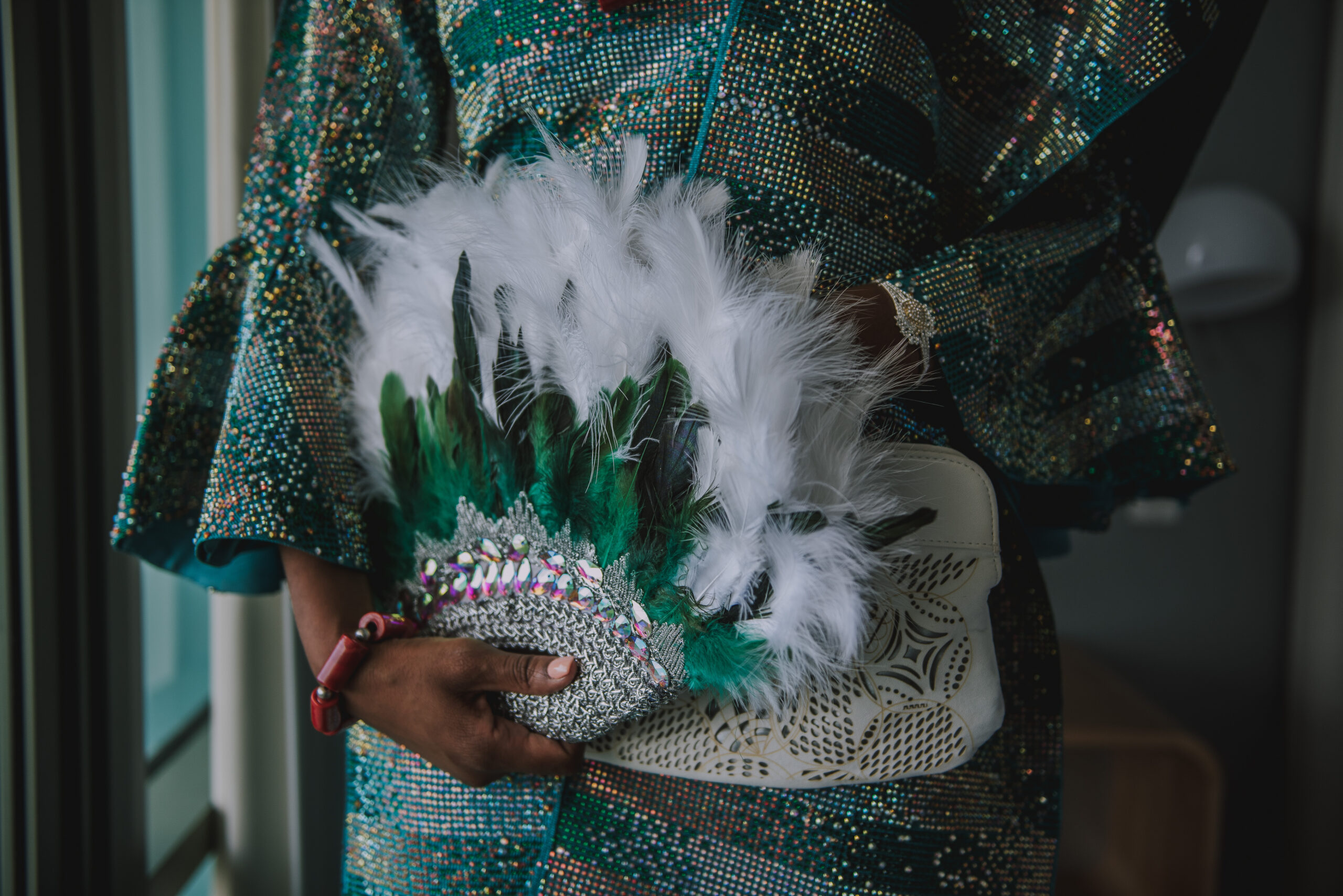 Bride getting ready for Yoruba wedding at La Concha Resort.