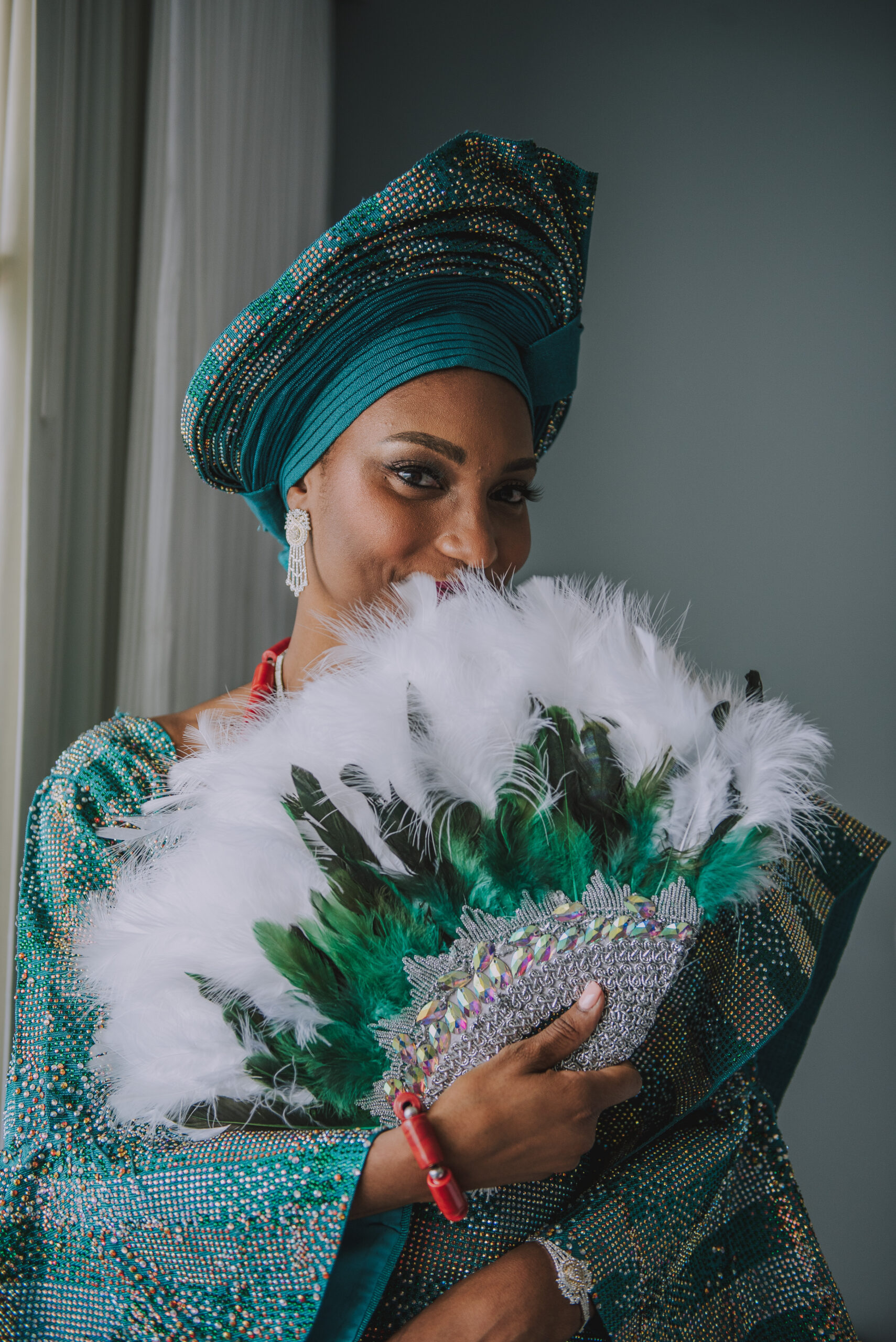 Bride getting ready for Yoruba wedding at La Concha Resort.