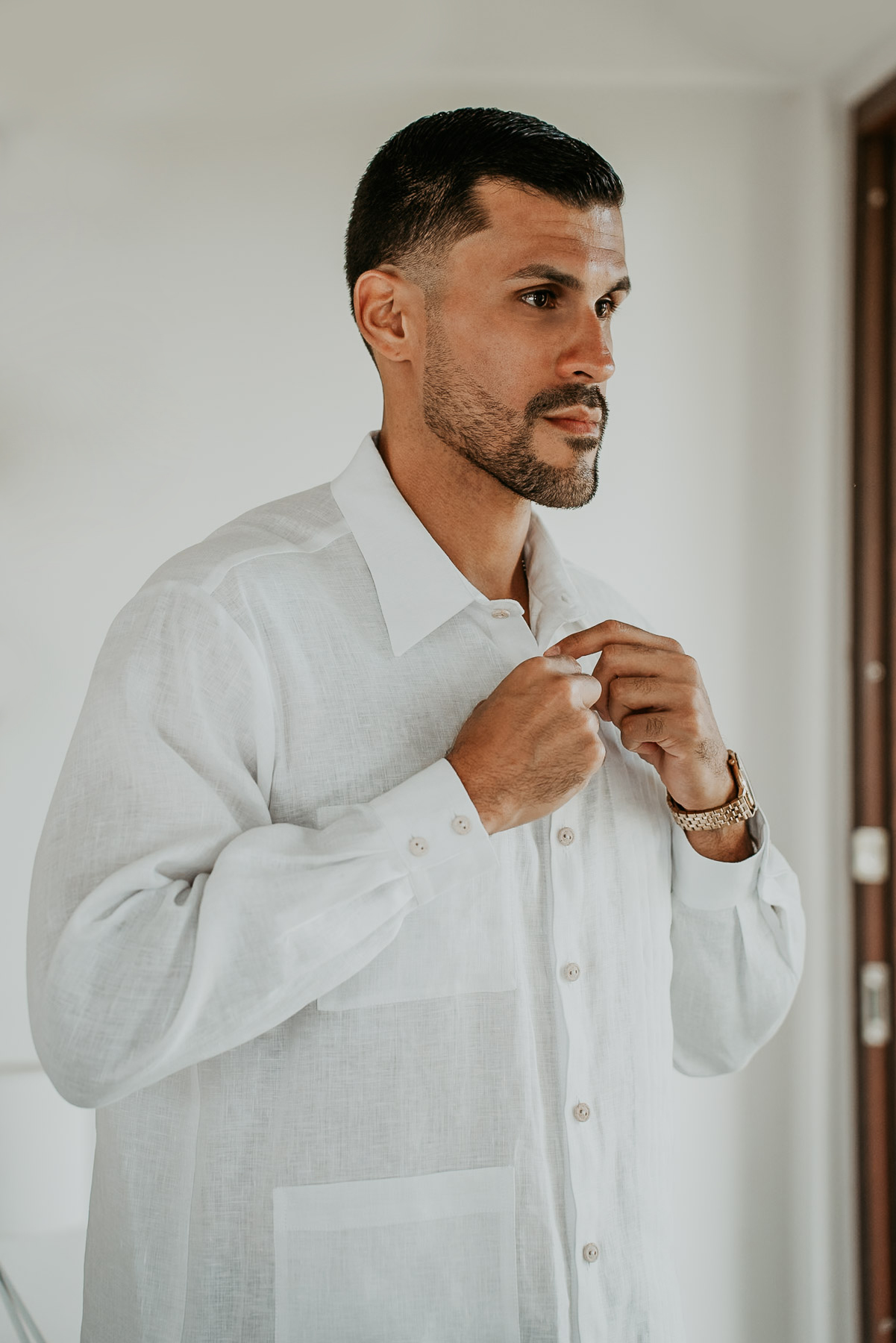 Groom getting ready before his wedding at El Pretexto Puerto Rico