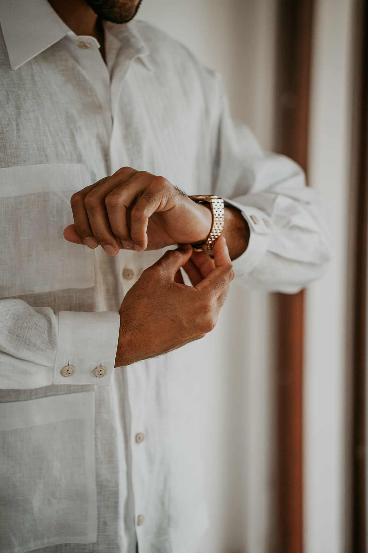 Groom getting ready before his wedding at El Pretexto Puerto Rico