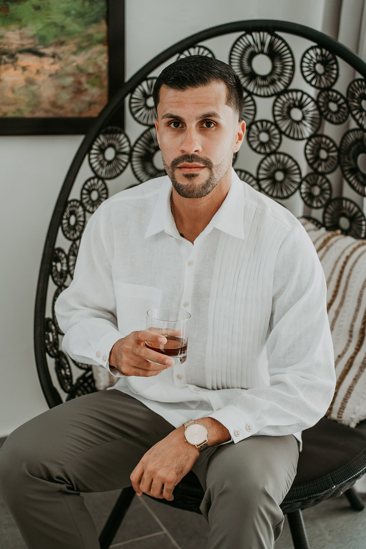 Groom getting ready before his wedding at El Pretexto Puerto Rico