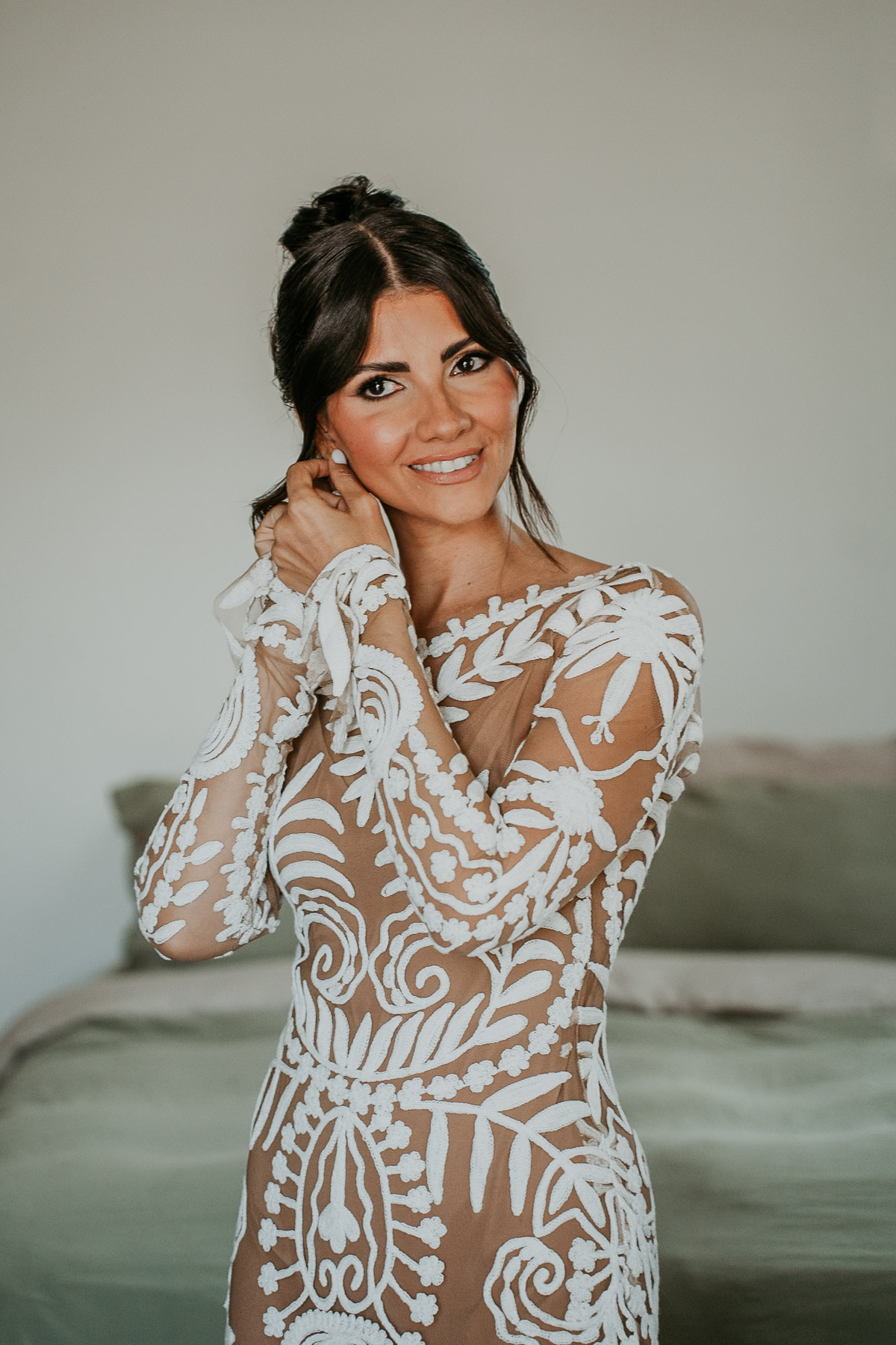 Bride getting ready before her wedding at El Pretexto Puerto Rico