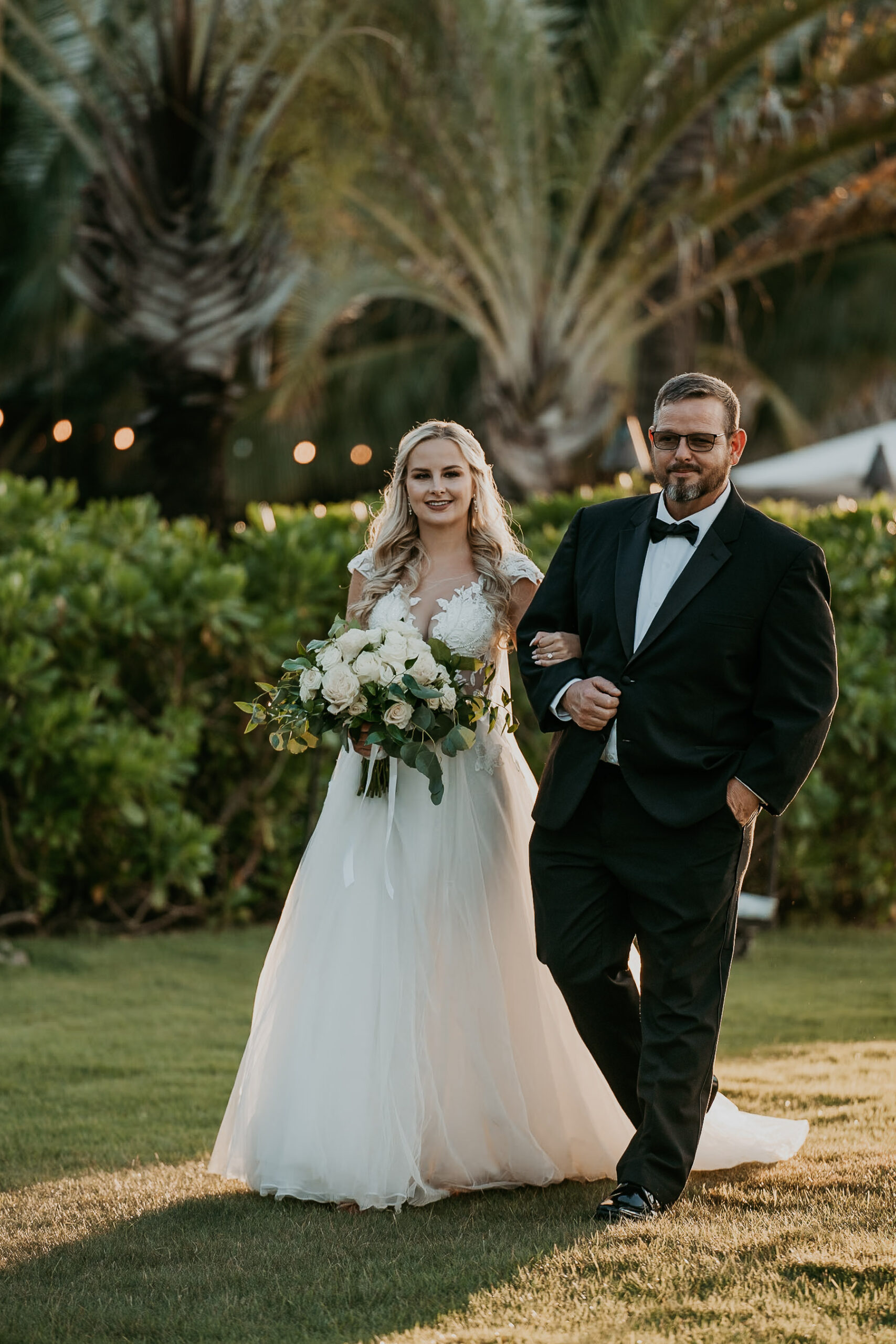 Dad walking bride to the altar at Courtyard Marriot wedding