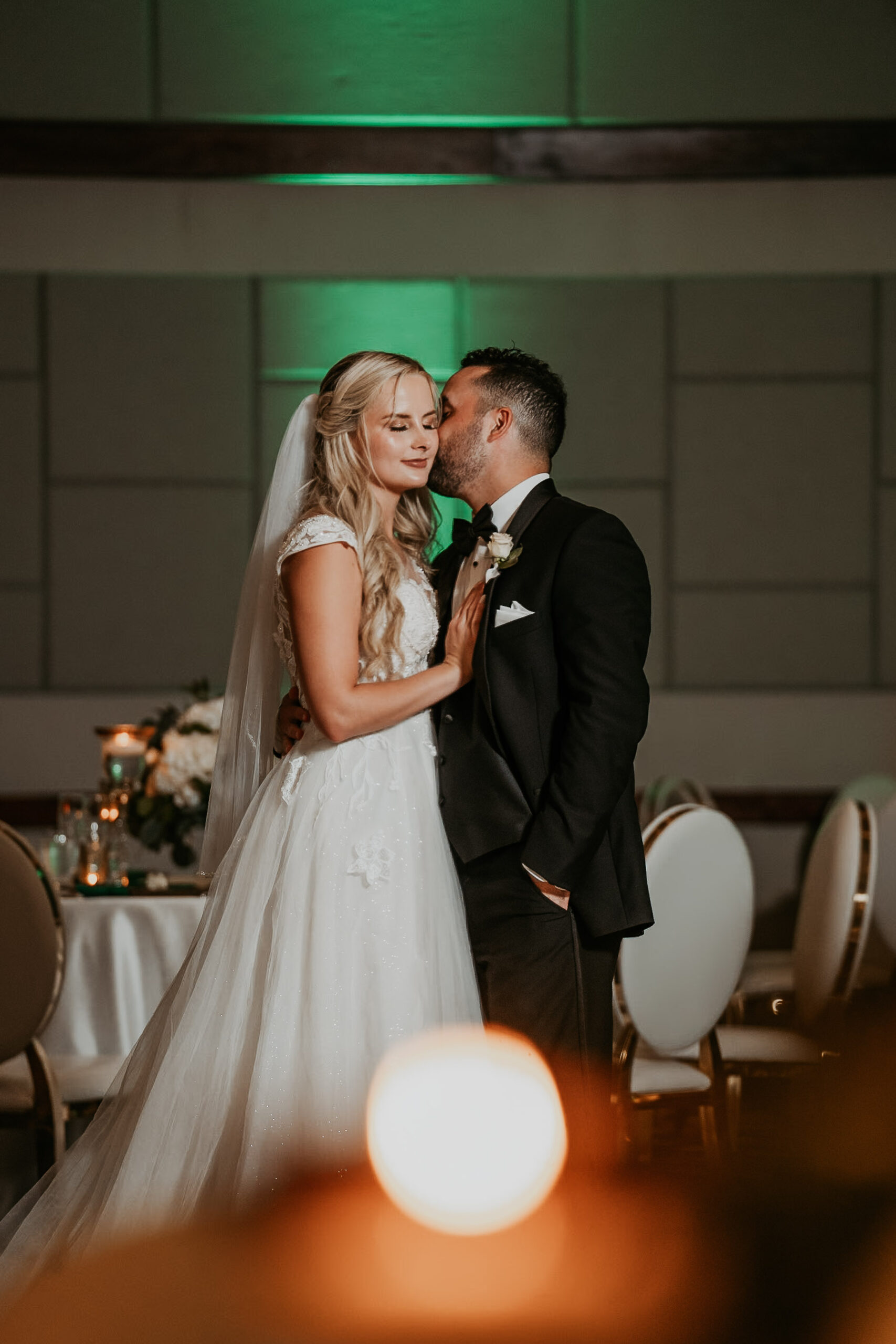 Bride and groom at Salon del Mar at the Courtyard Marriot