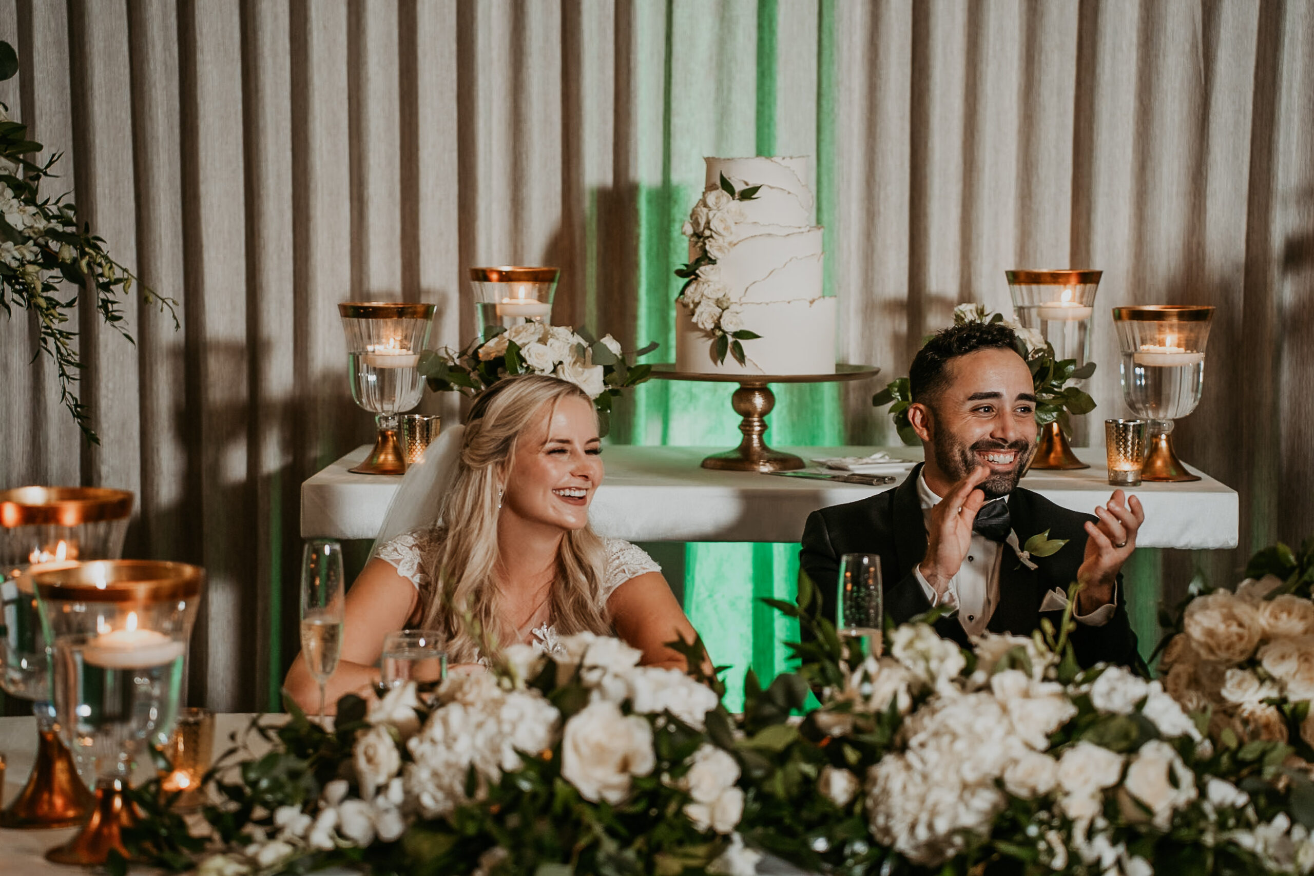 Joyful wedding toast with family and friends at Salon del Mar, Courtyard Marriott Puerto Rico