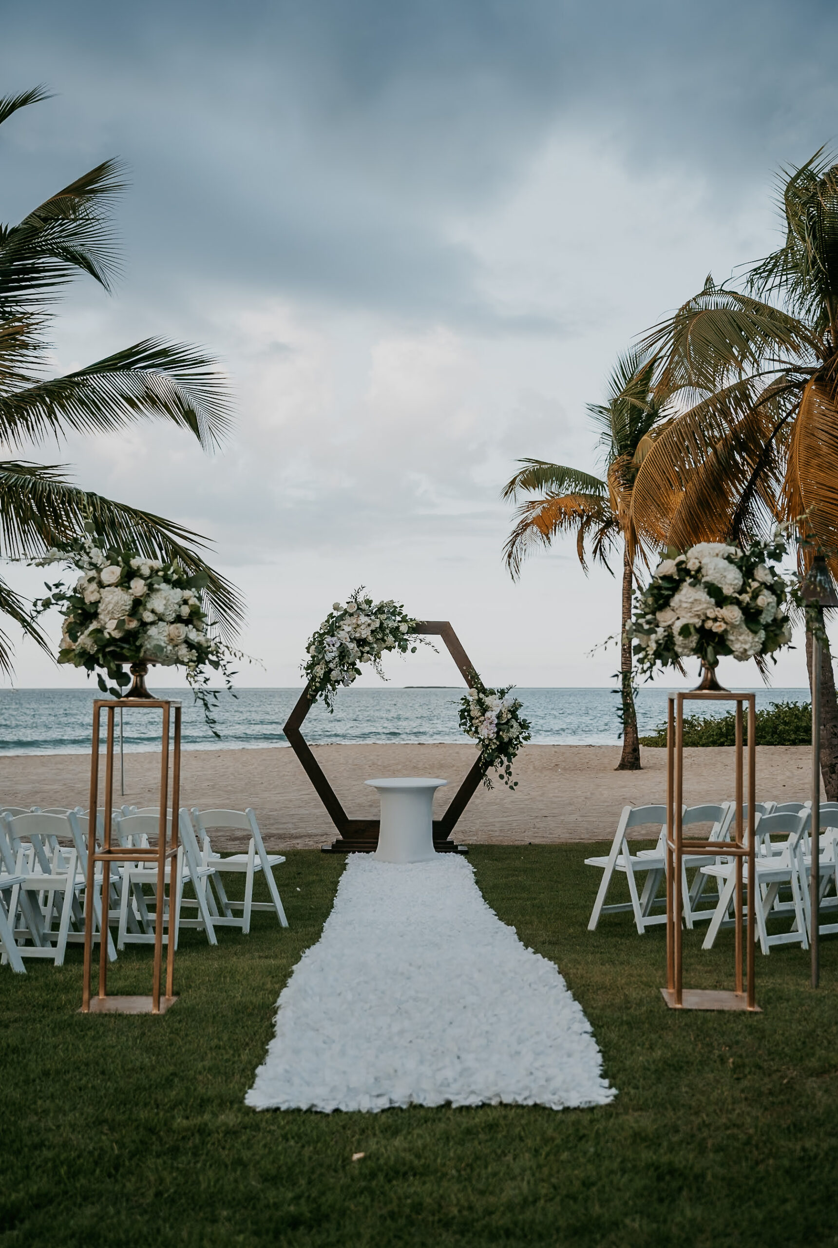 Ocean-view wedding ceremony setup at the Courtyard Marriott in Puerto Rico