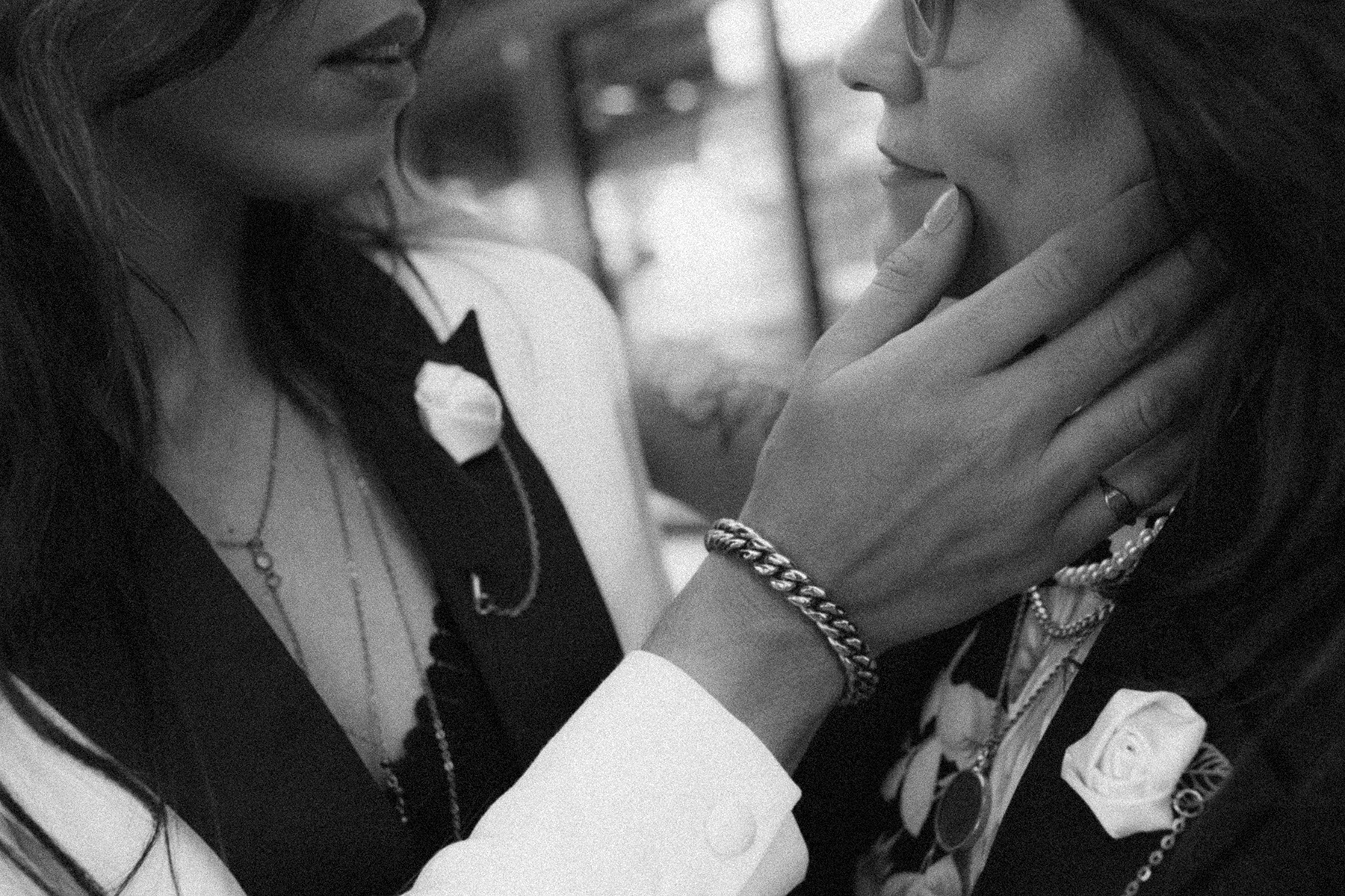 Black and white intimate lesbian portrait