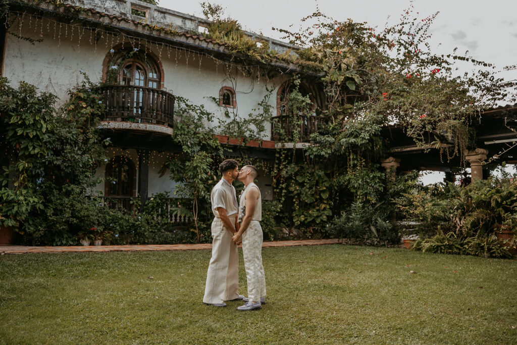 LGBTQ couple portraits in Puerto Rico with natural light, candid connection, and tropical scenery.
