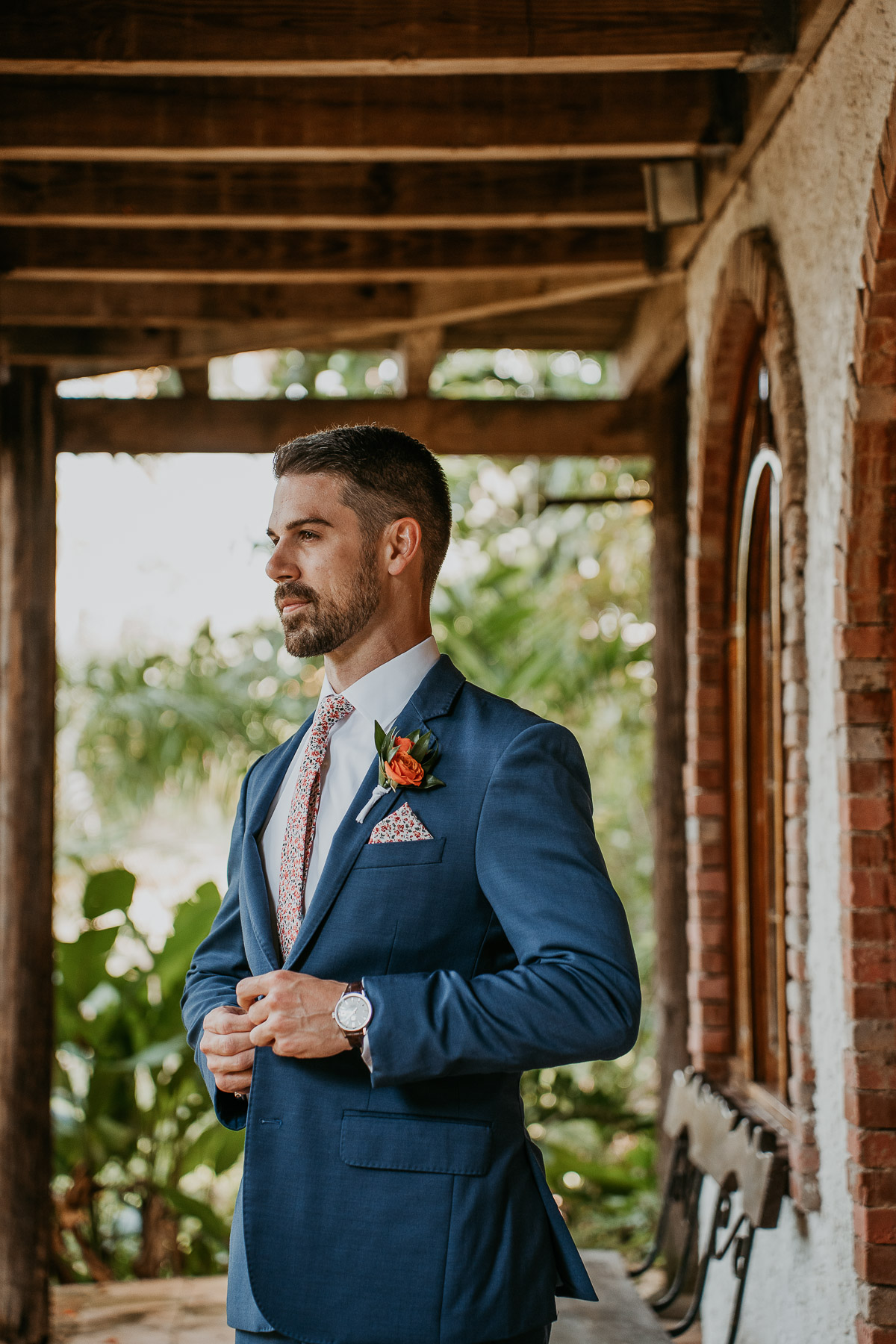 Groom getting ready at Hacienda Siesta Alegre LGBTQ+ Wedding