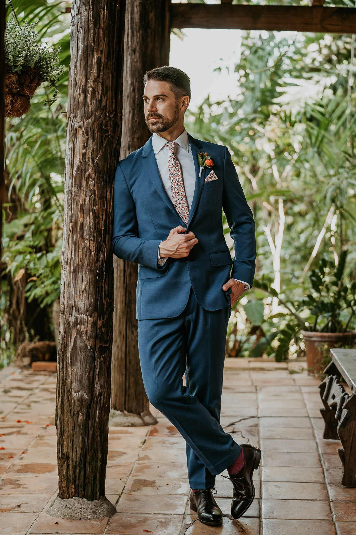 Groom portrait at Hacienda Siesta Alegre LGBTQ+ Wedding