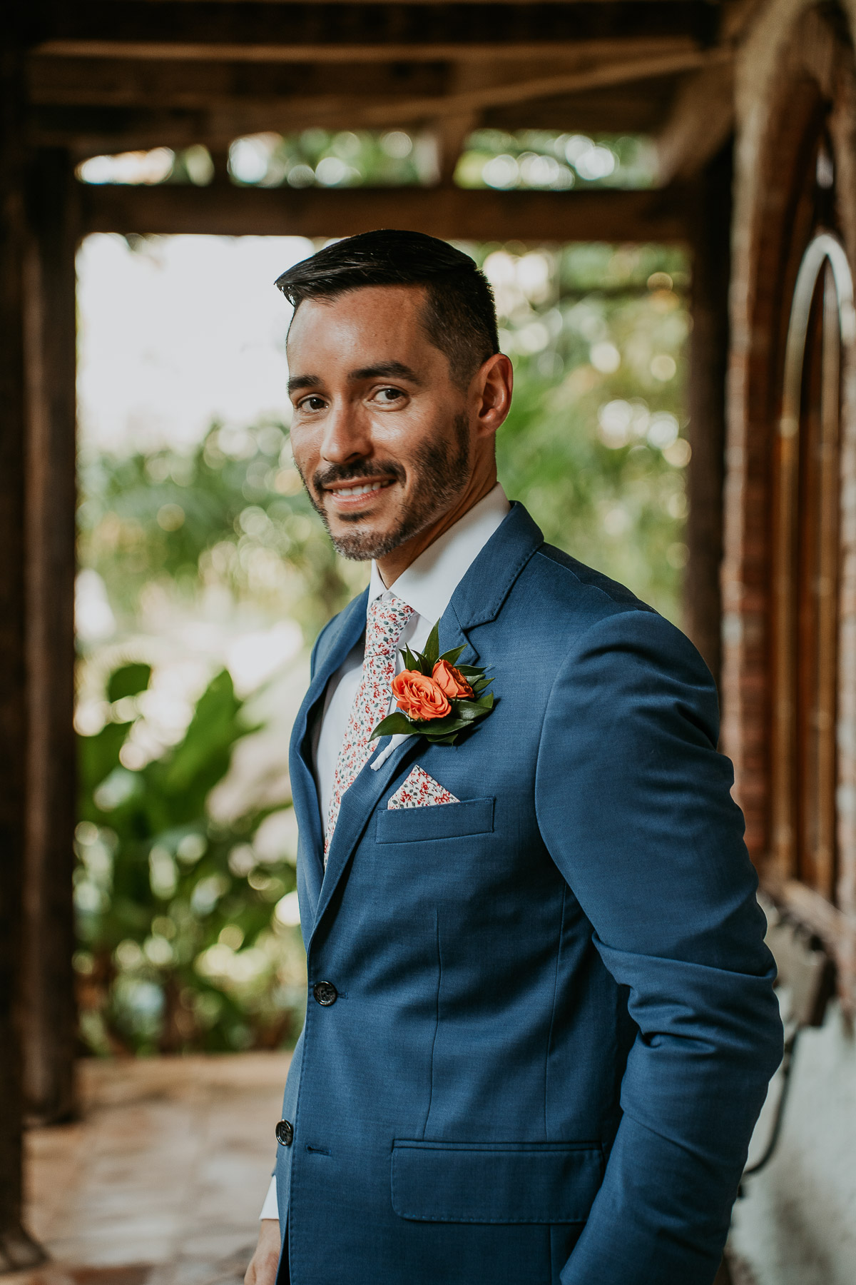 Groom getting ready at Hacienda Siesta Alegre LGBTQ+ Wedding