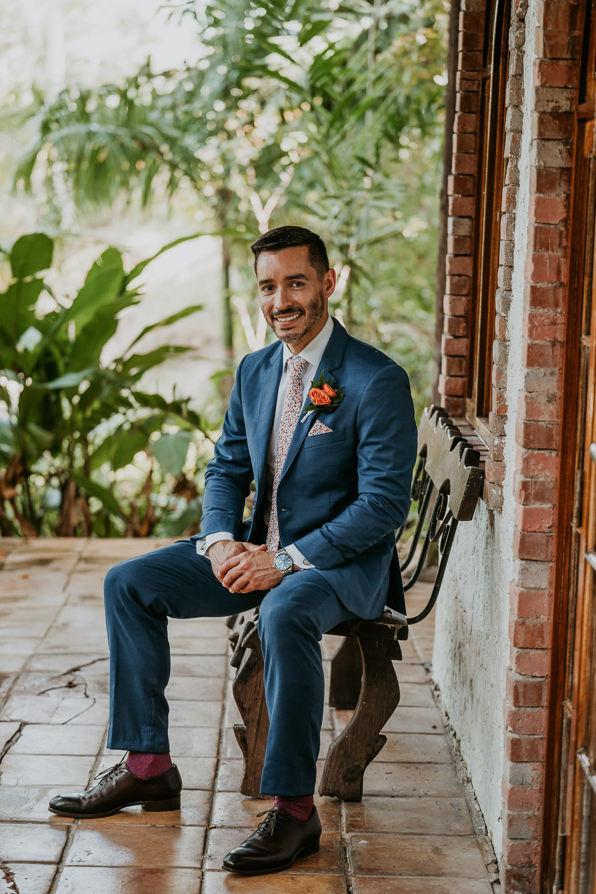 Groom getting ready at Hacienda Siesta Alegre LGBTQ+ Wedding