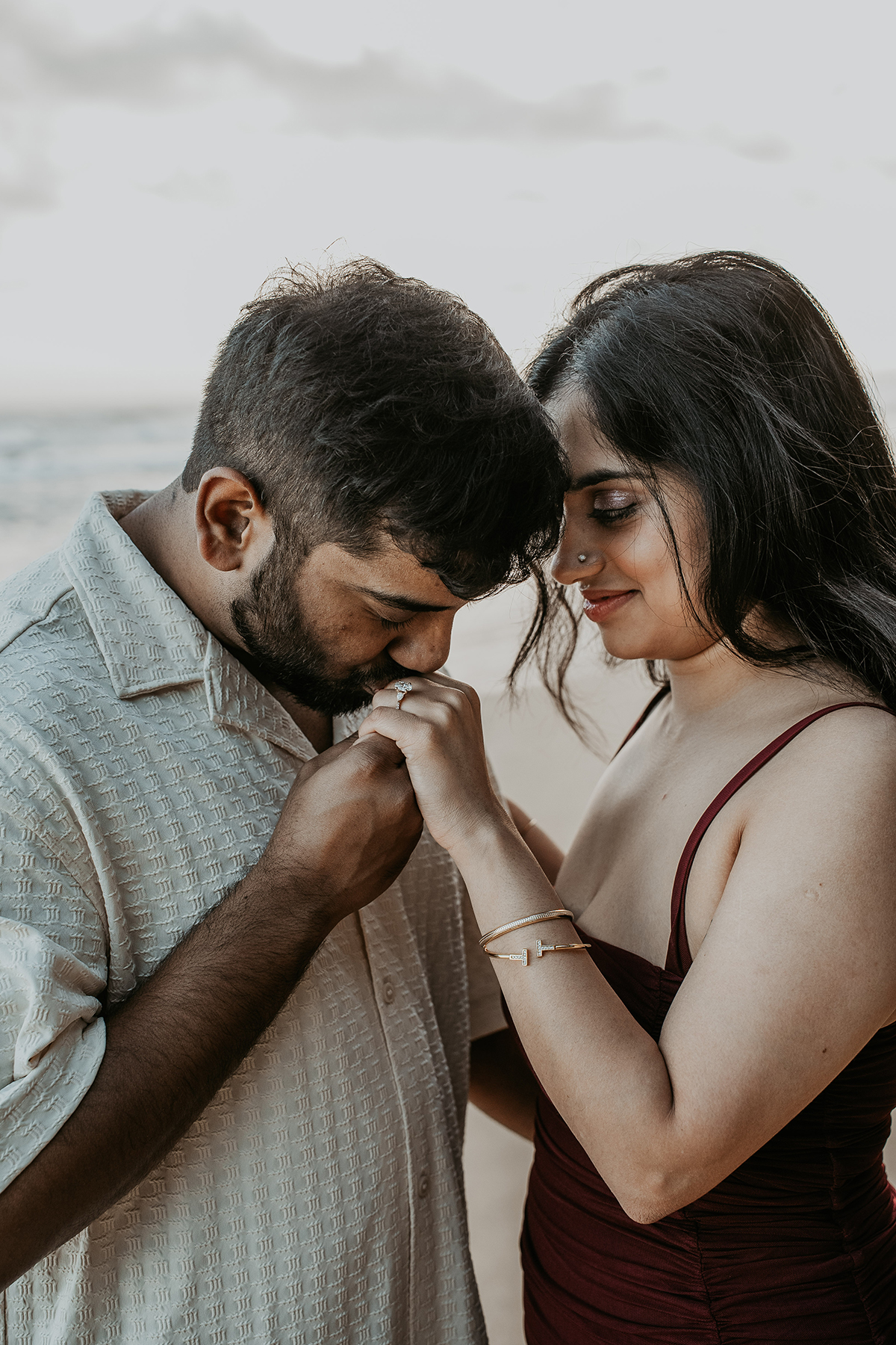 Indian couple beach engagement session