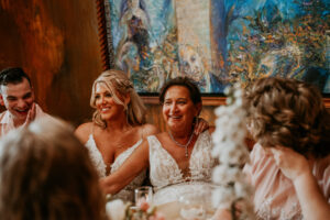 Lesbian couple wedding reception