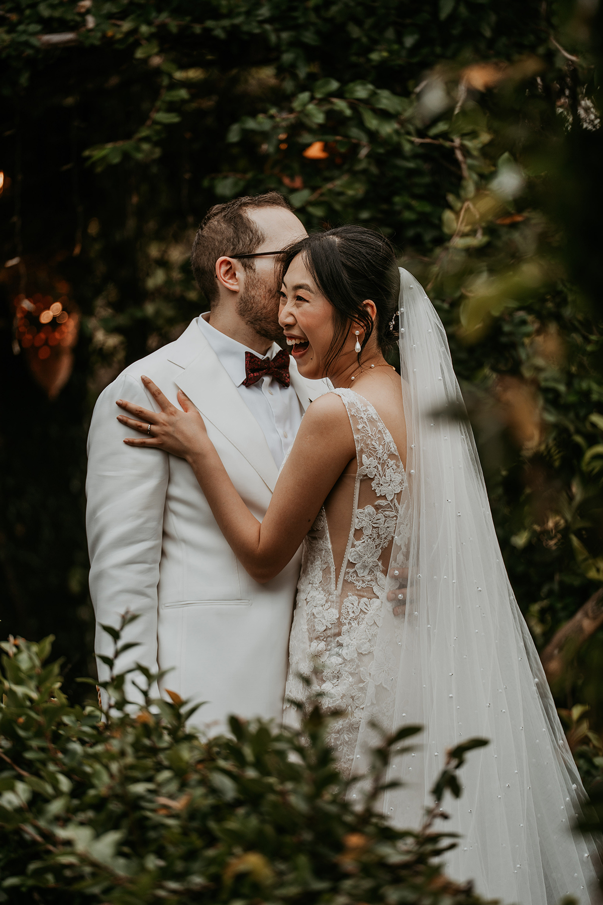 Mixed race couple wedding photo at Hacienda Siesta Alegre