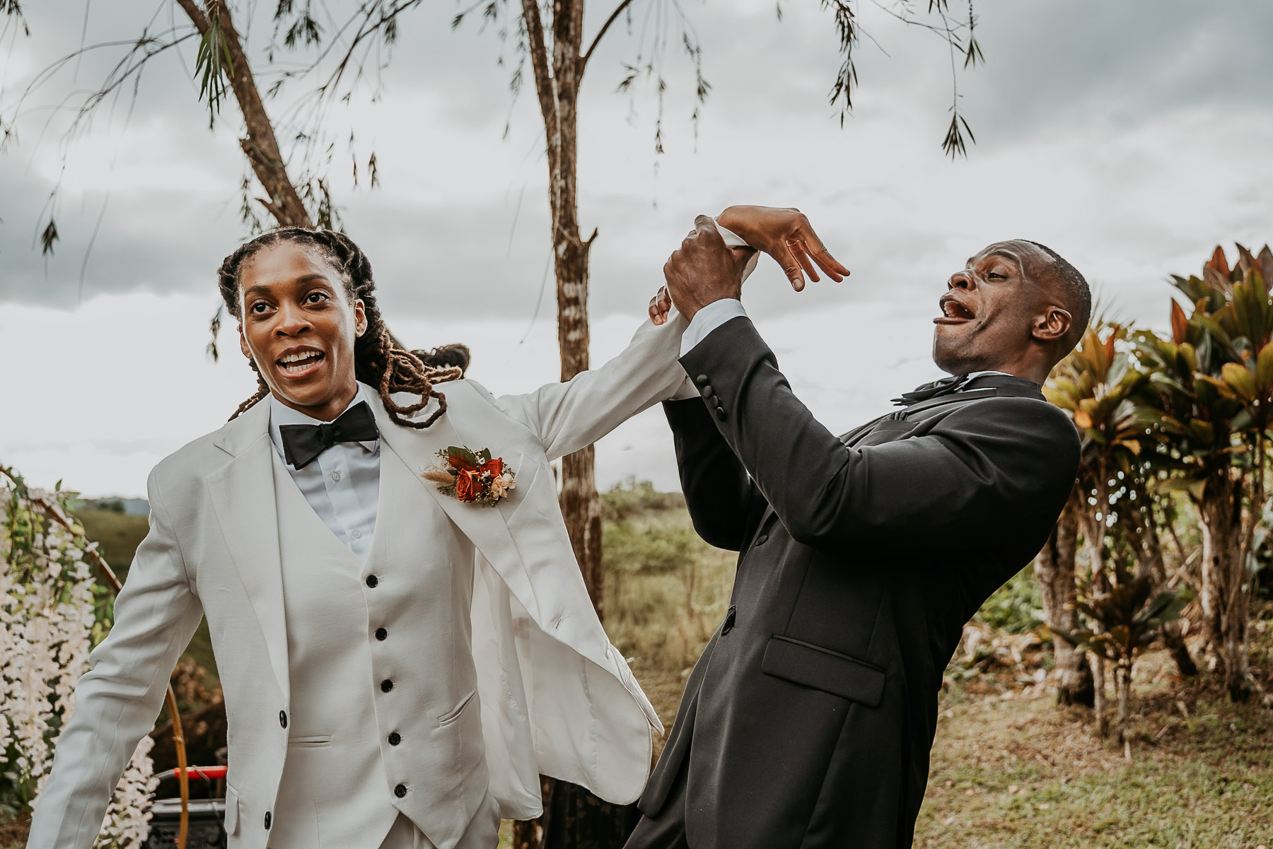 Candid moment during a micro wedding in Puerto Rico.