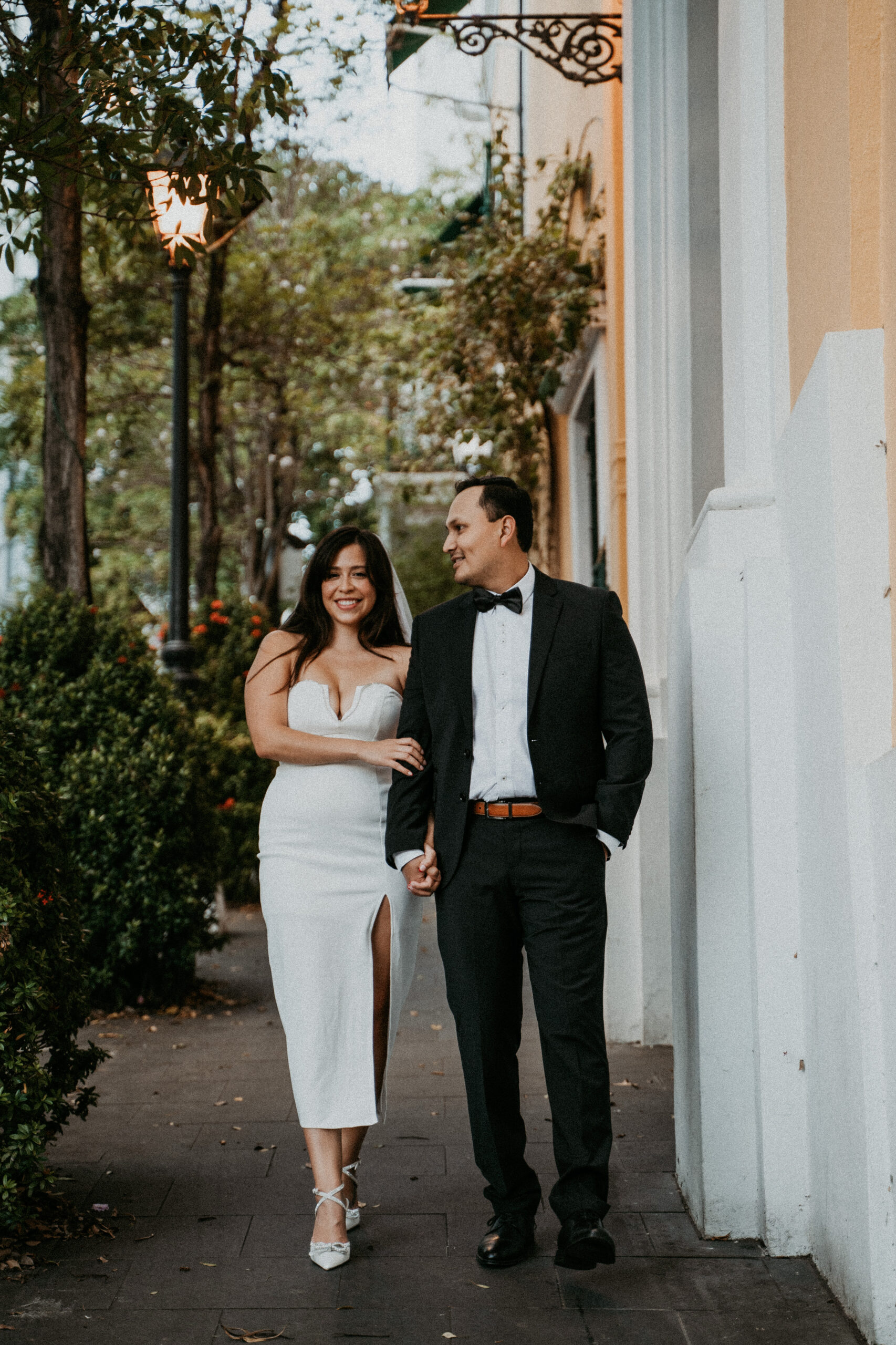 Bride and Groom walking the streets of Old San Juan after Eloping in Puerto Rico