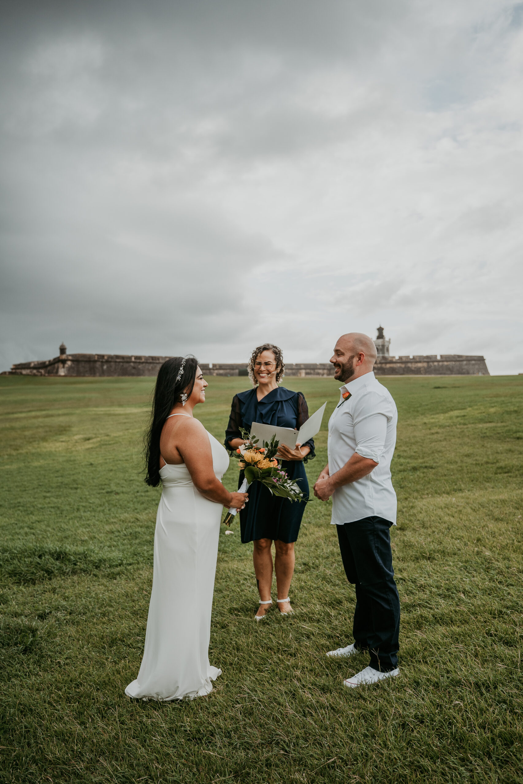 Elopement ceremony at Old San Juan with El Morro as the background.