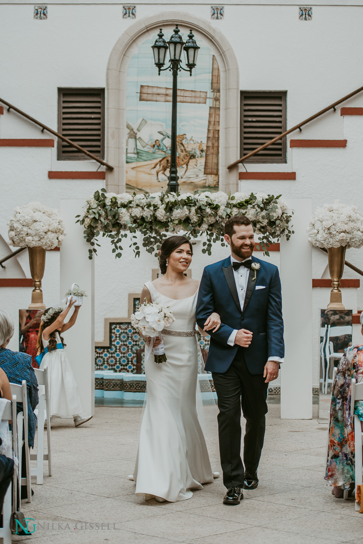 Bride and groom during a wedding at Casa de España