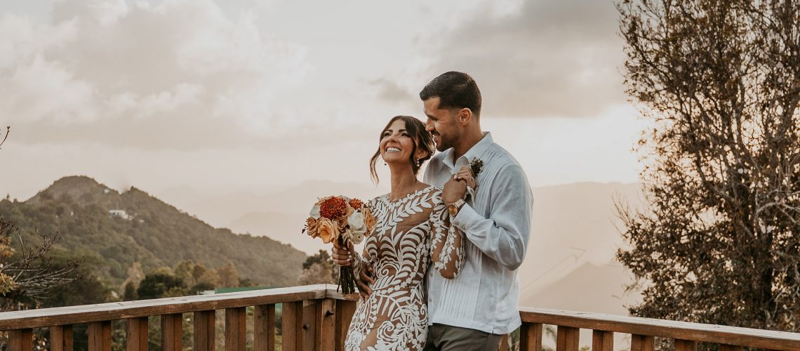 Couple smiling at a unique wedding venue in Puerto Rico
