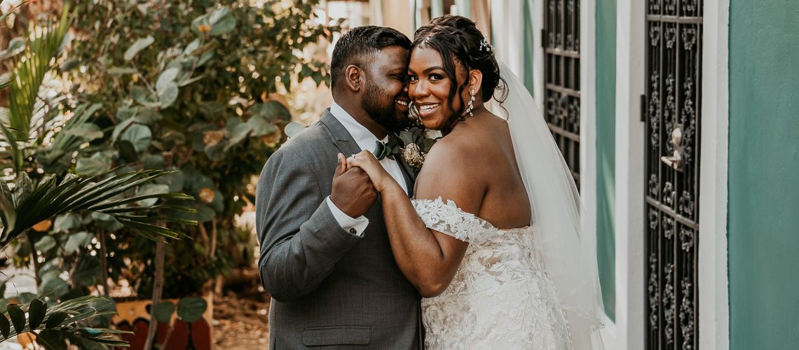 Couple during their wedding at Old San Juan streets